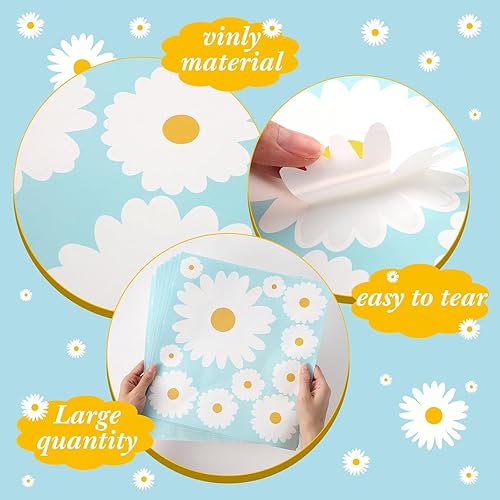 Miniatura 3 de TaoBary 165 piezas de calcomanías de pared de margaritas grandes, 15 hojas, calcomanías de vinilo para despegar y pegar, calcomanías florales para