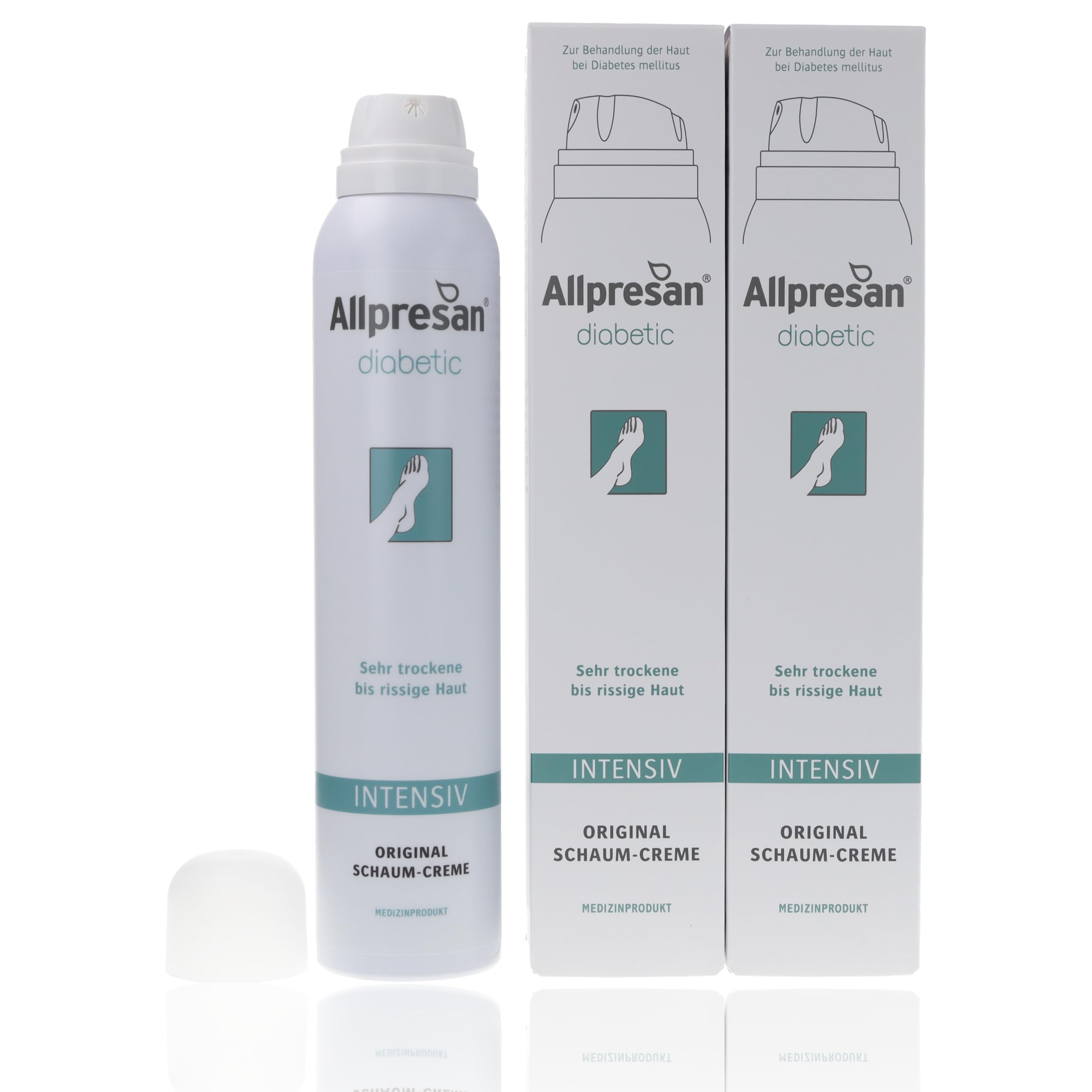 Allpresan diabetic INTENSIV Schaum-Creme - bei Diabetes mellitus - für sehr trockene bis rissige Fußhaut - 200 ml (3er Pack)