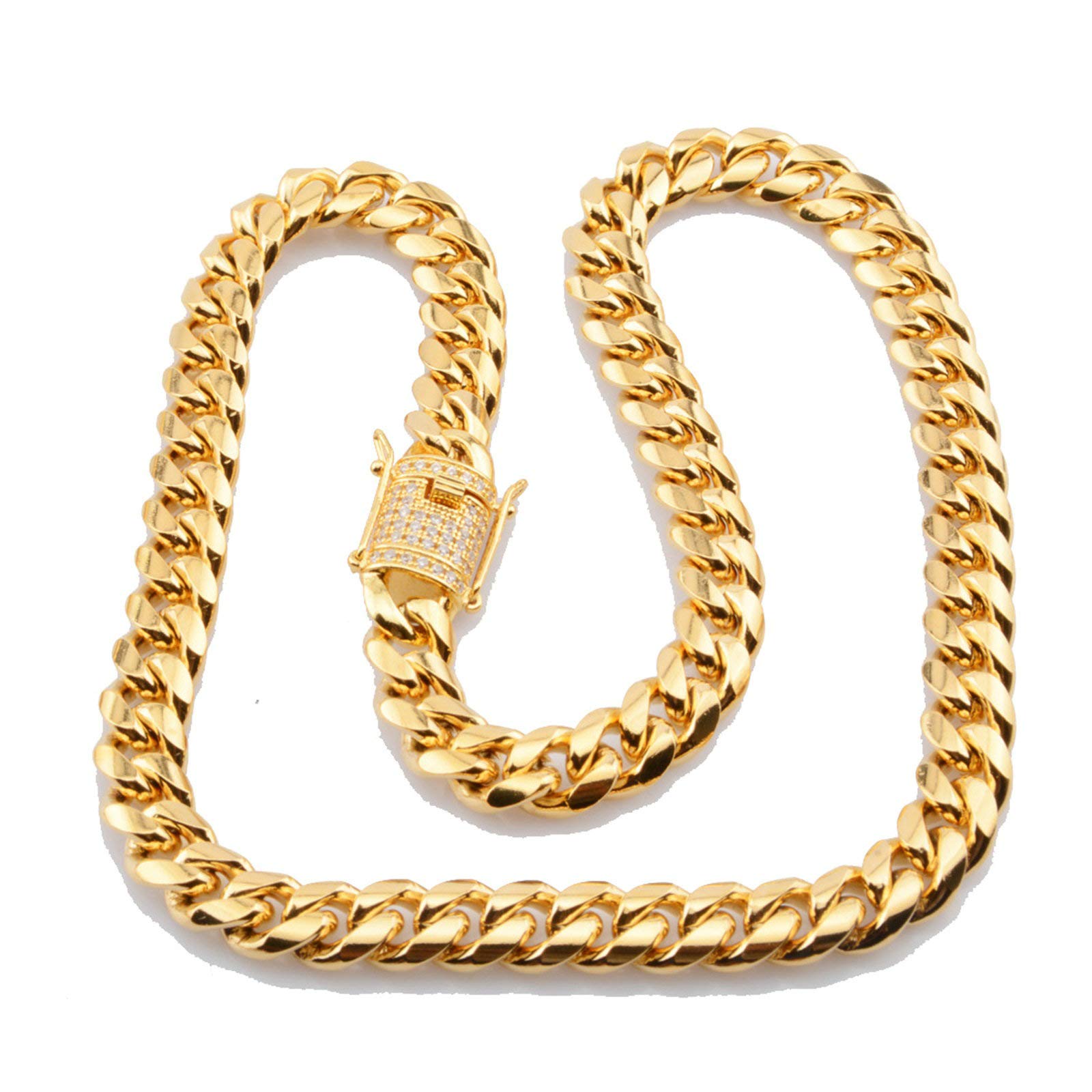 Collar Cadena Ancha,Cadena Curb Oro Cadenas Hombre Acero Inxidable Cadena Larga Hombre 46-76CM