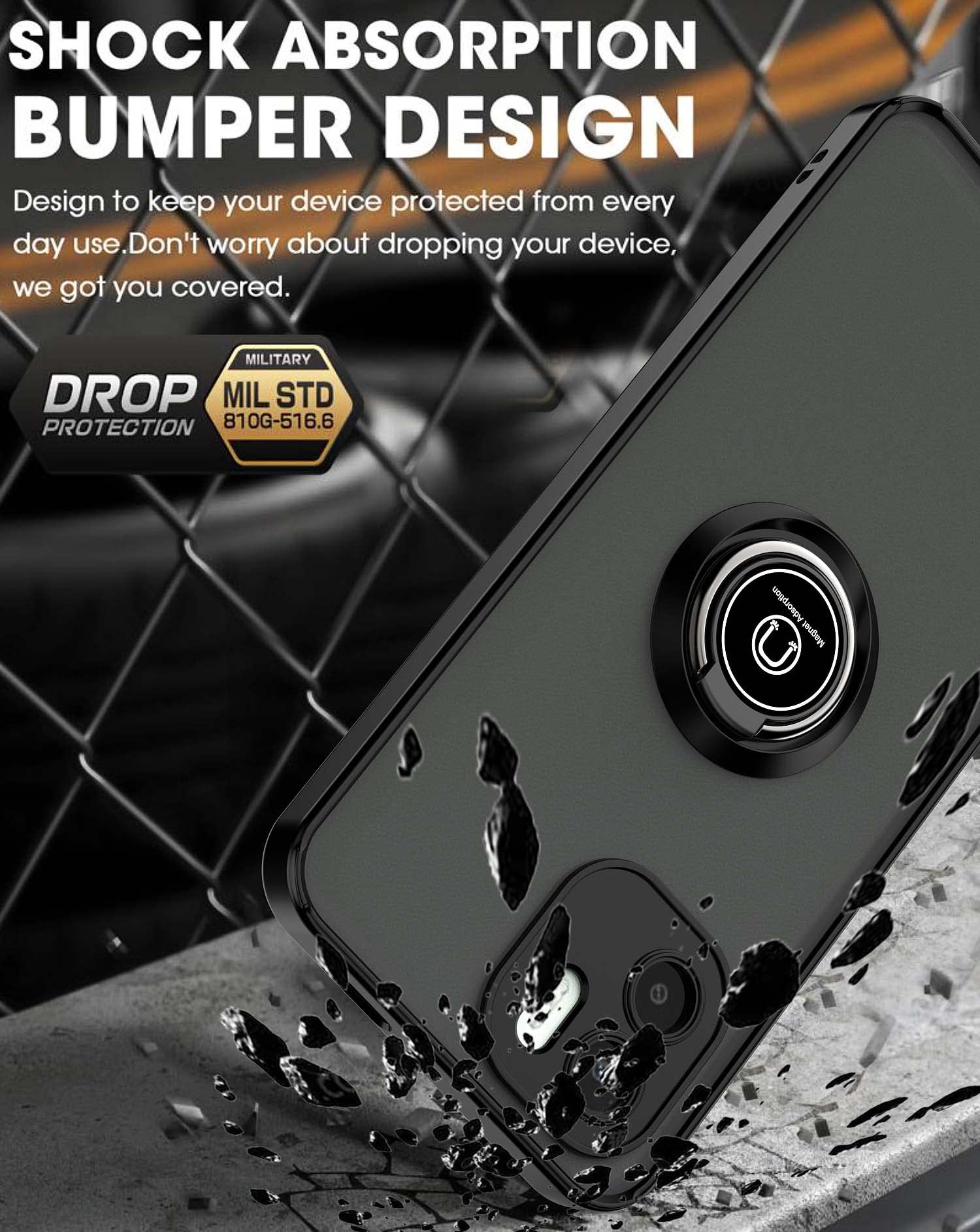 Coque Honor 90 5g ILING Coque Pour 5G, Mat Translucide Toucher Doux Housse, Antirayures Antichoc Dos Rigide PC TPU Bumper Silicone Étui Avec Support Pour Bague (Armée Verte Honor 90 Lite