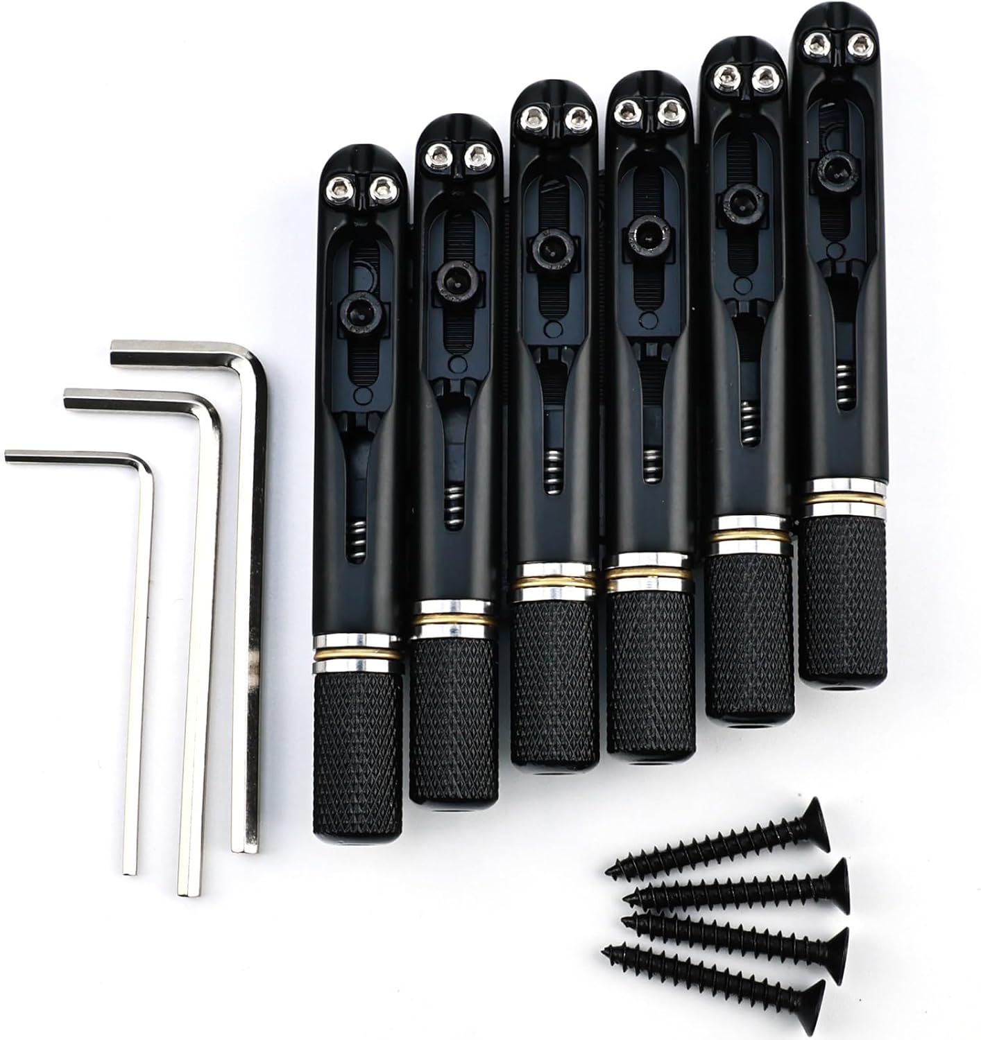 10.5mm Zinc Alloy Headless Guitar Slanted Bridge 6-String Guitar Fixed Bridge W-001-6F-BKBK