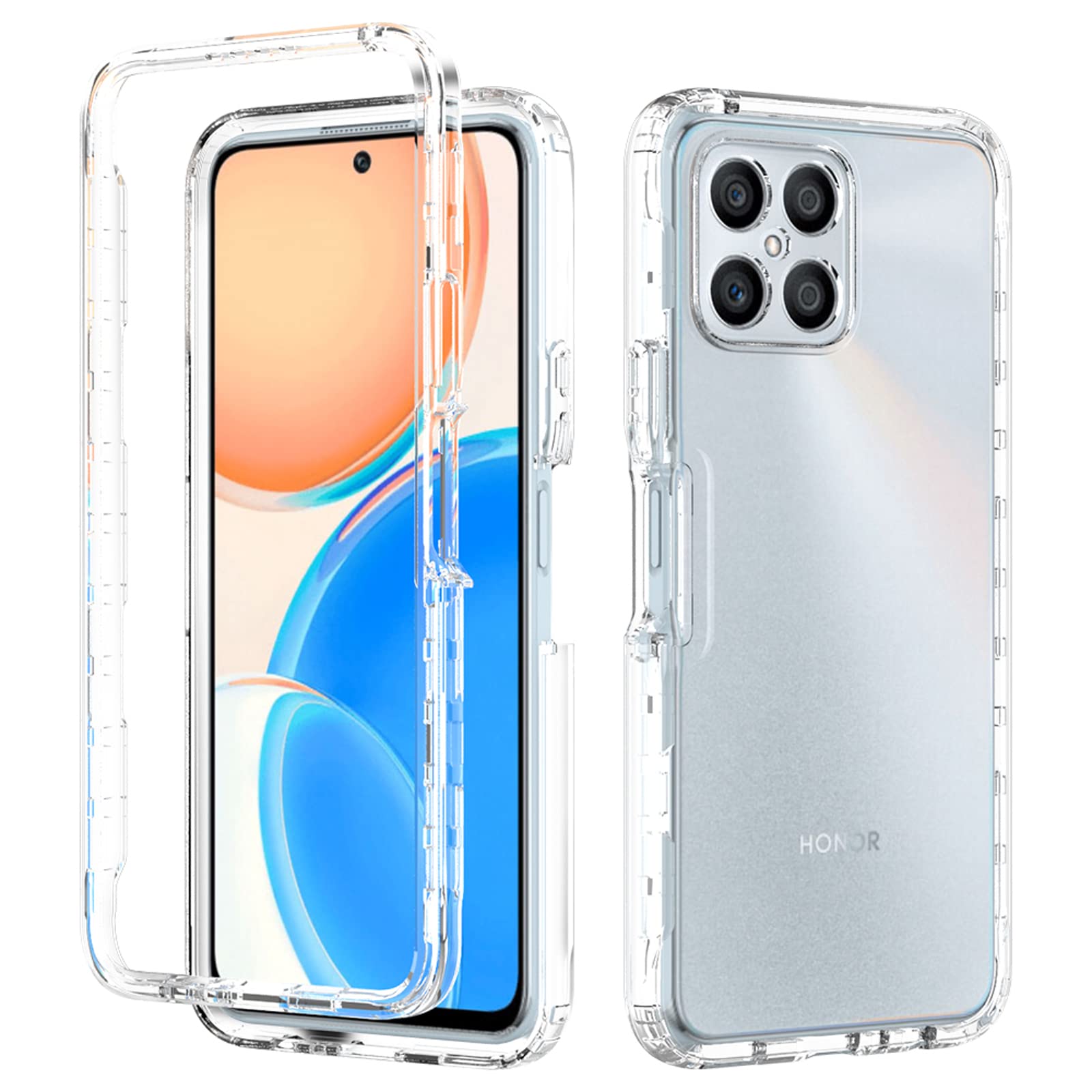 Reshias Cover Per Honor X8 4G (non per 5G), Morbido Trasparente TPU Protettiva Custodia con Due [9H Durezza] Vetro Temperato Pellicola Protettiva Per Honor X8 6.7