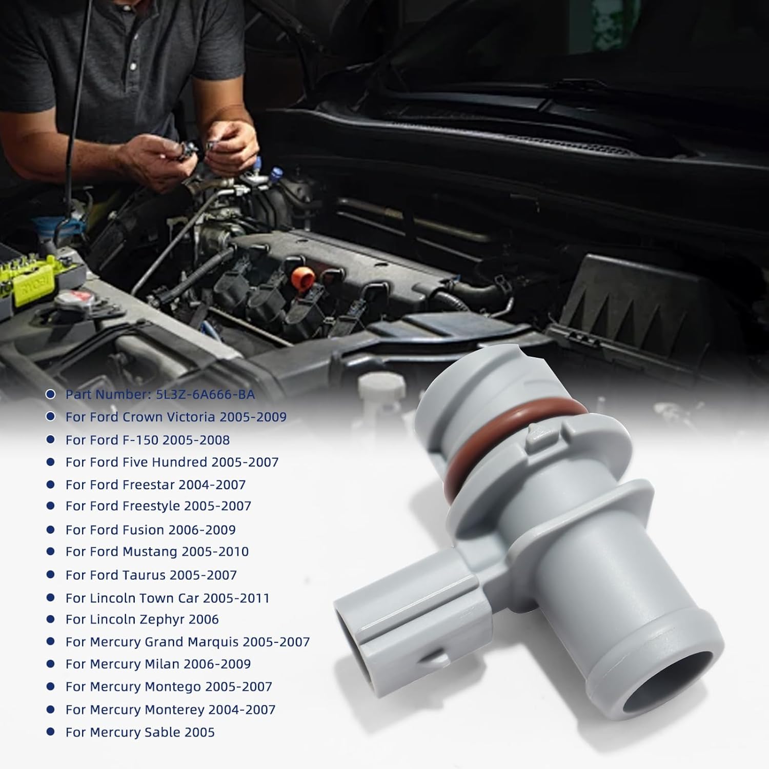 PCV Valve Assembly Compatible with Ford Edge Escape Explorer Freestar Fusion Mustang Ranger Taurus, Lincoln Aviator MKX, Mercury Milan Mountaineer Sable - Replaces 2C5E6A666AA, 2C5Z6A666AA, 93227VMFN