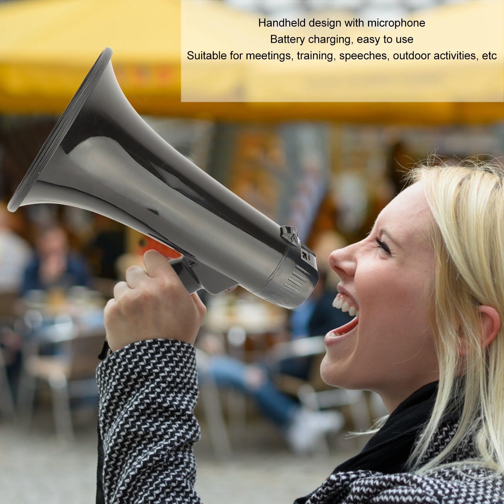 Megáfono Portátil Megáfono, Altavoz Megáfono con Control de Volumen Ajustable, Altavoz de Mano con Bocina con Micrófono para Reuniones, Capacitación, Hablar en Público, etc.