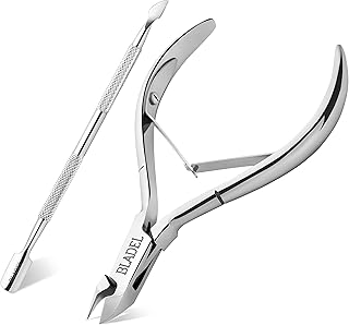 BLADEL Professional Cuticle Remover Set with Cuticle Cutter and Cuticle Pusher-Stainless Steel Cuticle Nipper and Cuticle Clippers Nail Care Tools for Pedicure Manicure for Fingernail and Toenail (2)