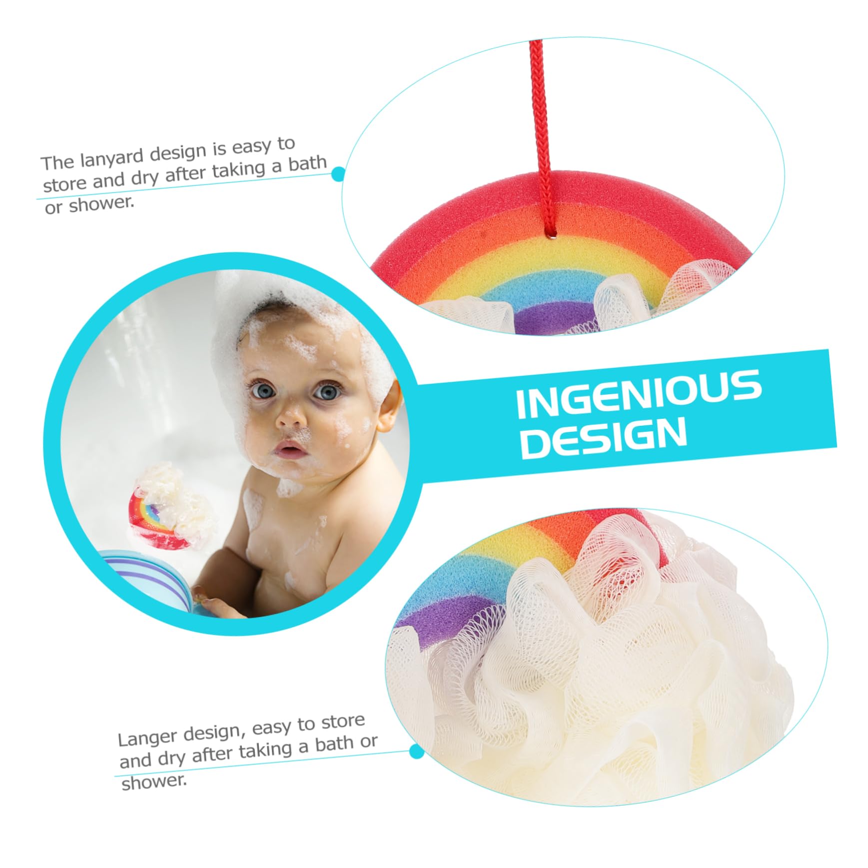 Didiseaon 2 Piezas bola de baño de arco iris depurador de cuerpo bola de ducha de malla esponjas bañera de bebé esponja exfoliante de ducha esponja de limpieza natural esponja vegetal Venda