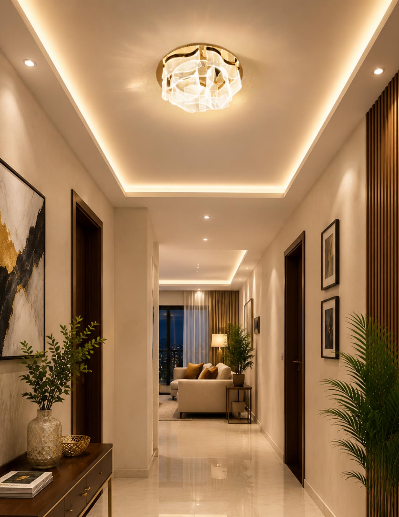 Modern Acrylic LED Ceiling Light with Inbuilt 3 Color LED | Decorative Surface Mount Ceiling Lamp for Living Room, Bedroom, Hall & Balcony-image-28
