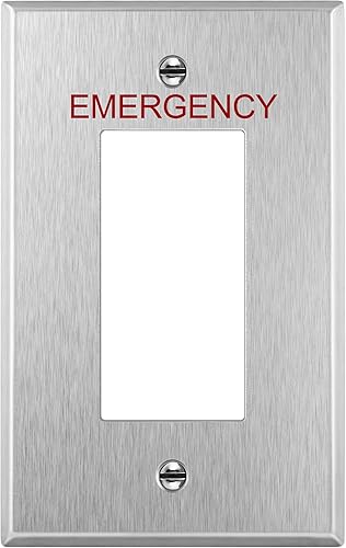ENERLITES Placa decorativa de pared de metal para interruptor o salida, acero inoxidable 430, resistente a la corrosión, tamaño mediano de 1 banda,