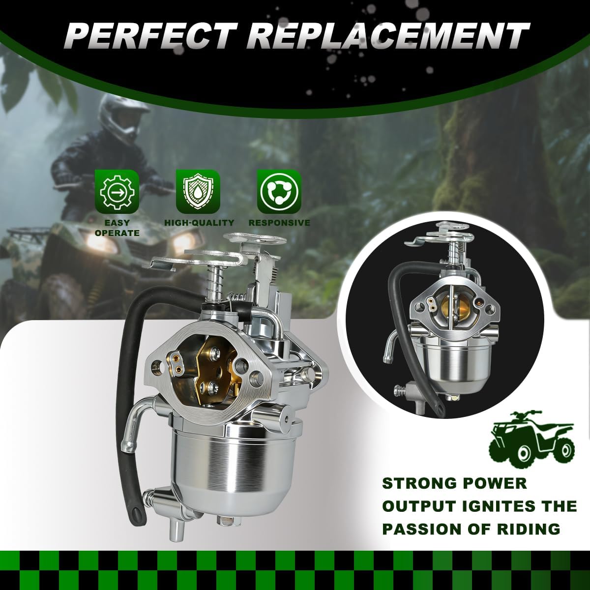 15003-2943 Carburetor Replacement for Kawasaki Mule 600 610 SX XC SC 4x4 KAF400 KAF400B KAF400A KAF400C KAF400E KAF400D Engine with Fuel Pump, Replaces 15004-0953 11061-7026 11061-7027f