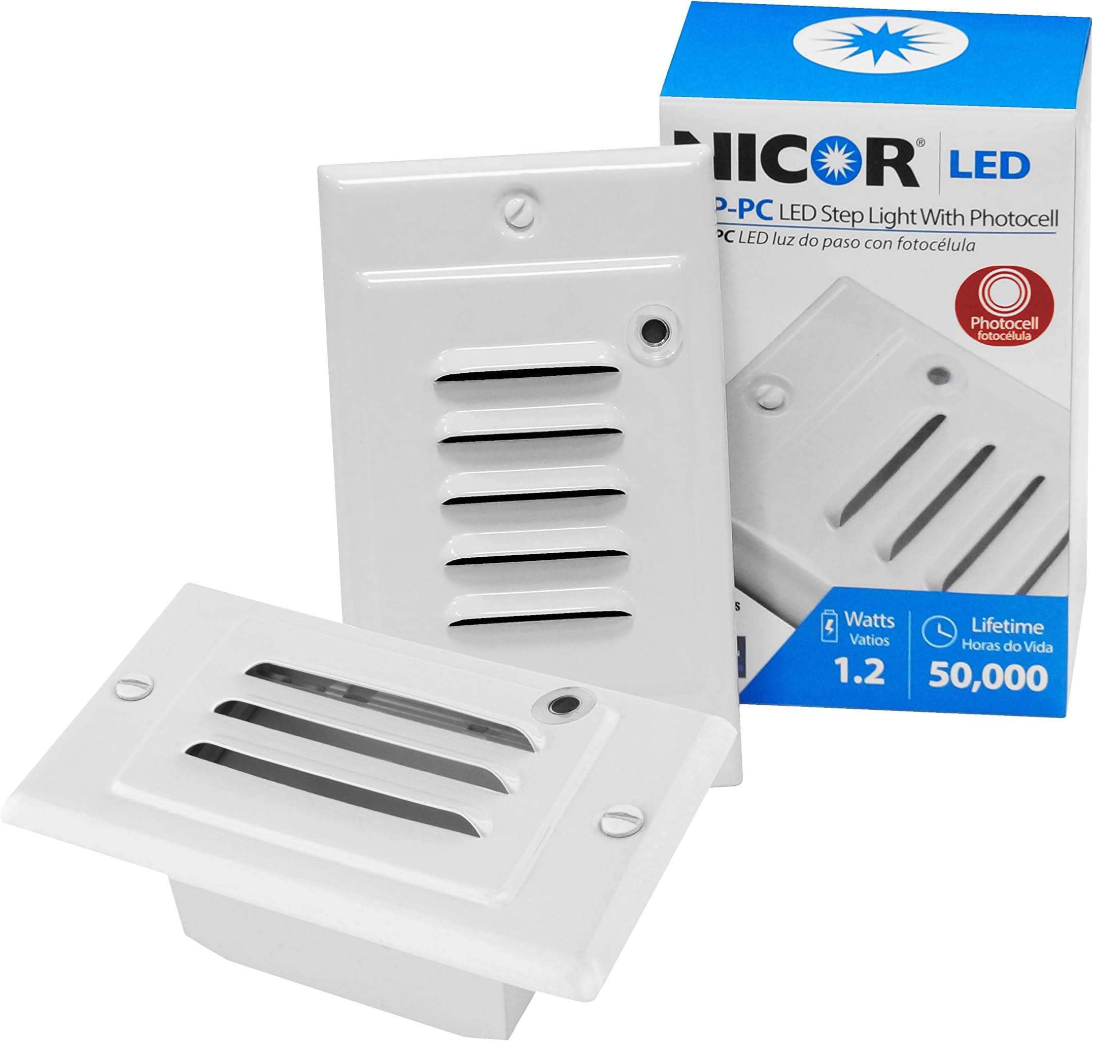NICOR Lighting LED Step Light with Photocell in White (STP-10-120-WH-PC)