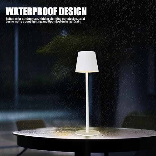 Miniatura 4 de BGFHome Paquete de 2 lámparas de mesa inalámbricas LED de escritorio, 5000 mAh, luz nocturna táctil recargable, diseño minimalista inalámbrico para