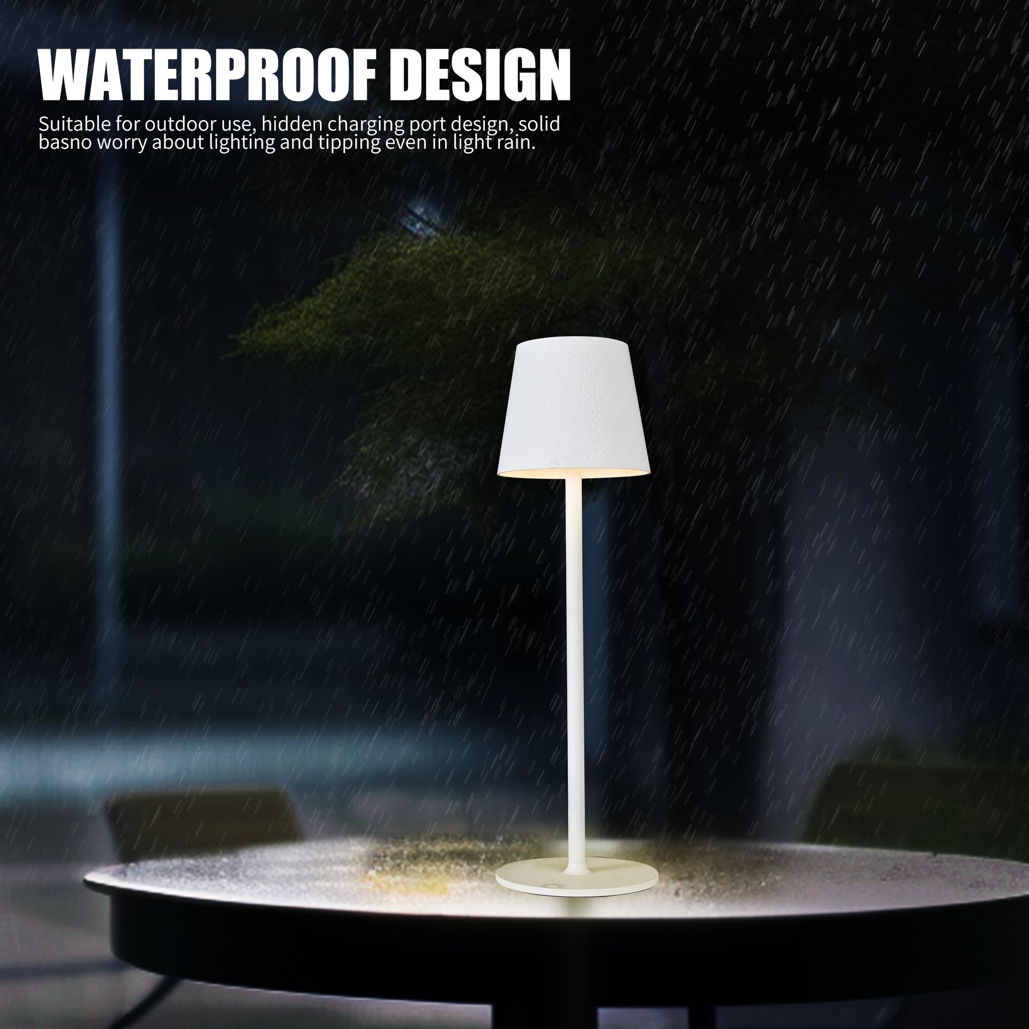 Zoeger 2 pezzi LED dimmerabile lampada da tavolo senza fili, ricaricabile, luce calda 3000 K, lampada da tavolo per interni ed esterni, con USB-C, alluminio, IP54, impermeabile, nero