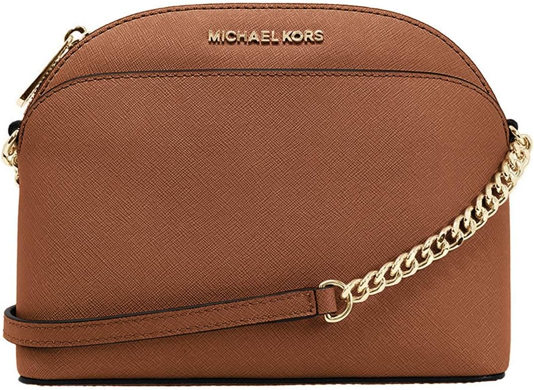 Michael Kors Emmy Saffiano Leather Medium Crossbody Bag (Luggage Saffiano)