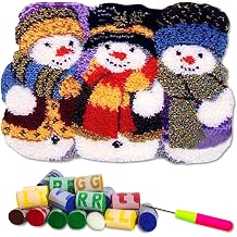 YOOTOM Latch Hook Rug Kits, Christmas Snowman DIY Rug Crochet Yarn Latch Hook Kit with Printed Canvas 20"x15"