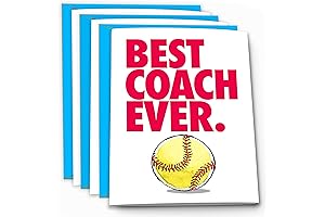 3-Pack Softball BEST COACH EVER Thanks Coach Card (5x7), Awesome for Softball Appreciation