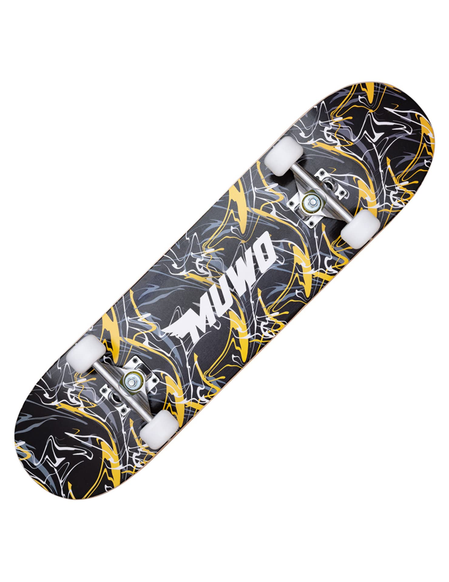 MUWO Street Skateboard 31 x 8 pollici – Tavola completa per principianti in robusto legno e alluminio, adatta per bambini, adolescenti e adulti con diversi motivi (Boundless Borders)