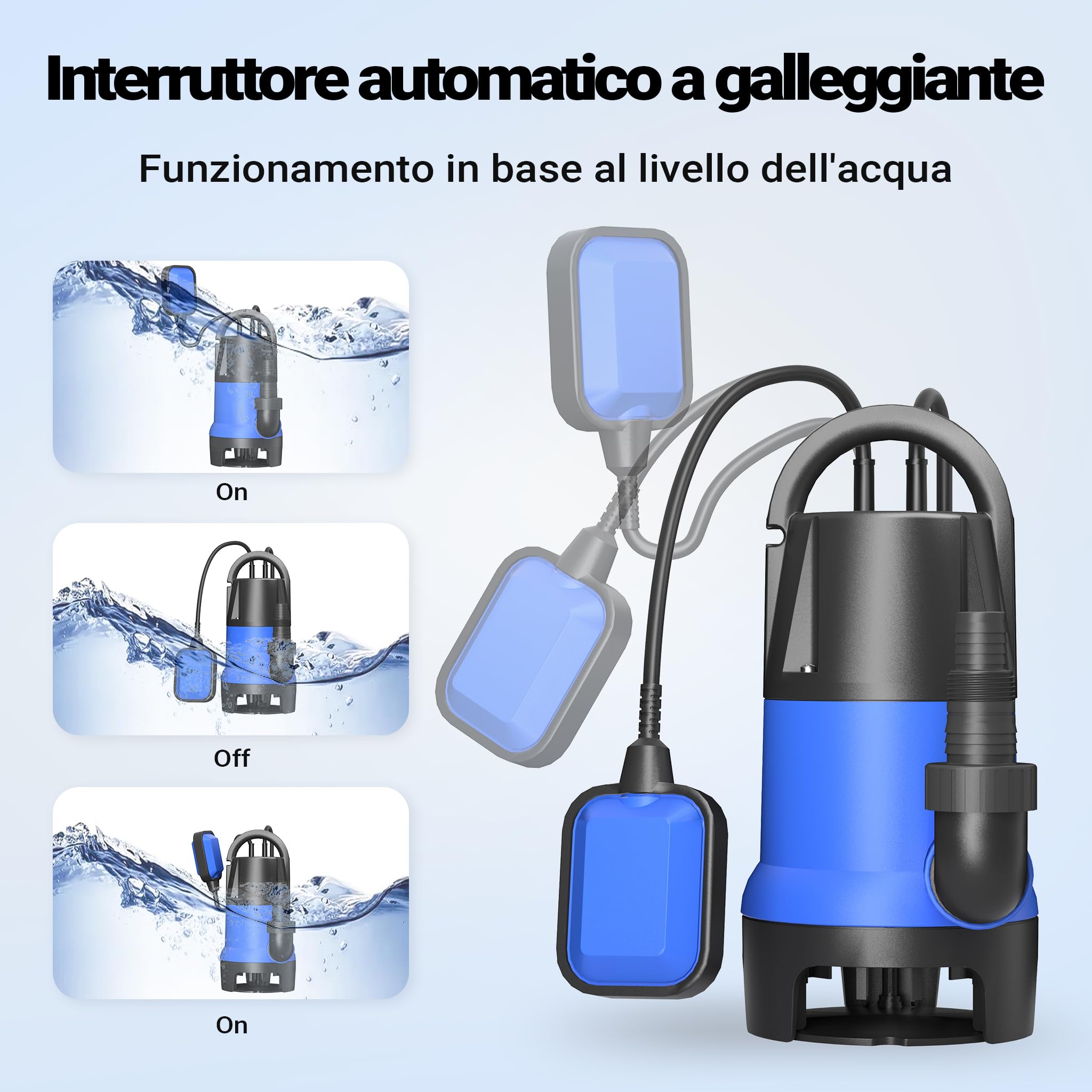 Wiltec Pompa sommersa acque nere 750 w 12500 l/h Elettropompa a immersione per pozzo giardino