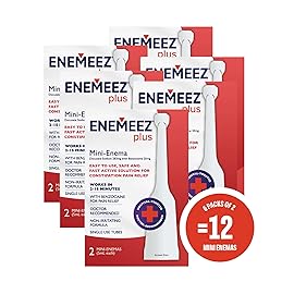 Enemeez Plus Mini-Enemas, docusate Sodium with benzocaine Stool Softener, Fast-Acting Constipation Relief, Promotes Bowel Movement in 2-15 Minutes, 2ct, 6 Pack (12 Total) Single-Use 5ml Tubes