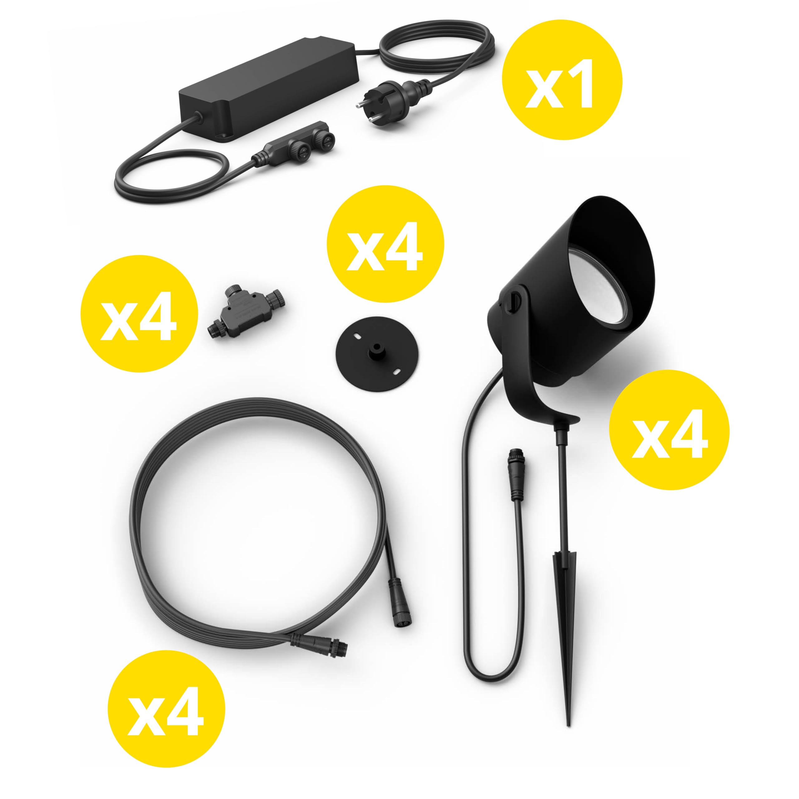 Philips Hue Lily XL Pinnspot Starter Pack 4 Spots White and Color Ambiance Schwarz
