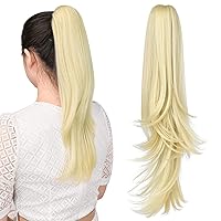 Vista 14 de Extensión de cola de caballo negra, extensiones de cabello con clip de cola de caballo de 20 pulgadas, extensiones de cabello largo y rizado