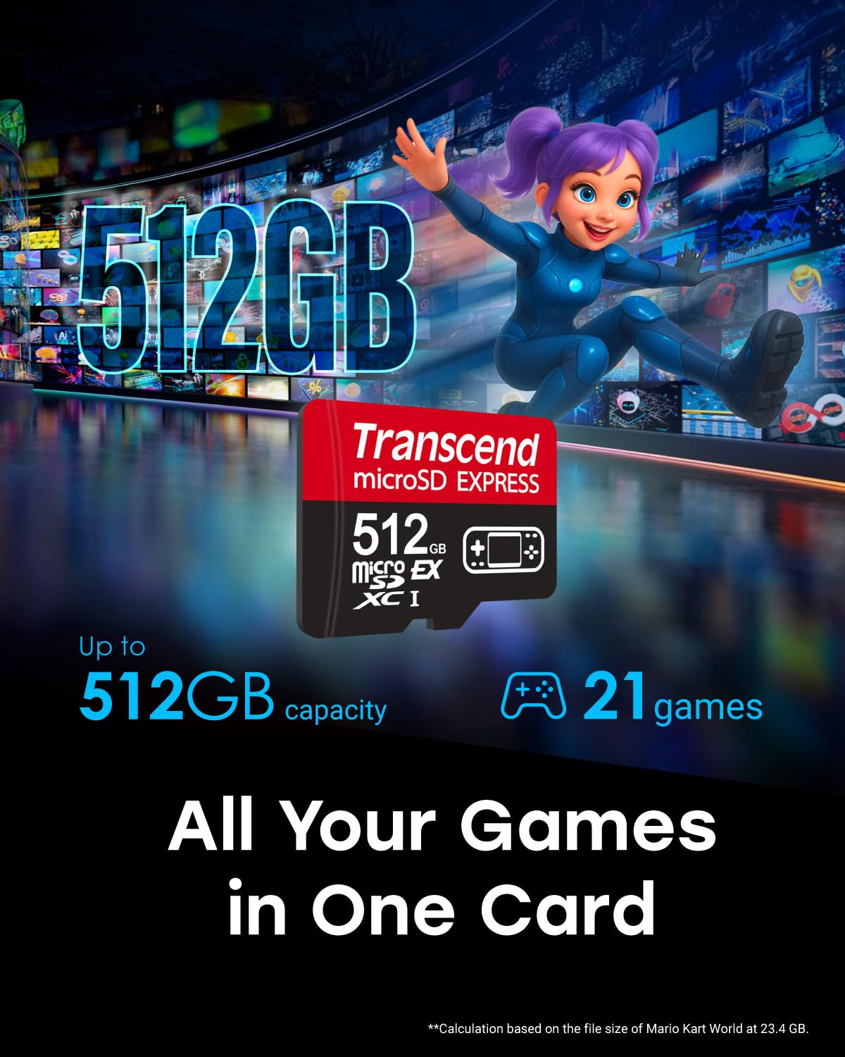 Transcend Scheda microSD Express da 256 GB, fino a 900 MB/s, per dispositivi Nintendo Switch 2/AR VR, scheda di memoria video 4K 8K UHD per ROG Ally/Steam Deck/MSI Claw/GoPro/Insta360/DJI/Drone/Camera