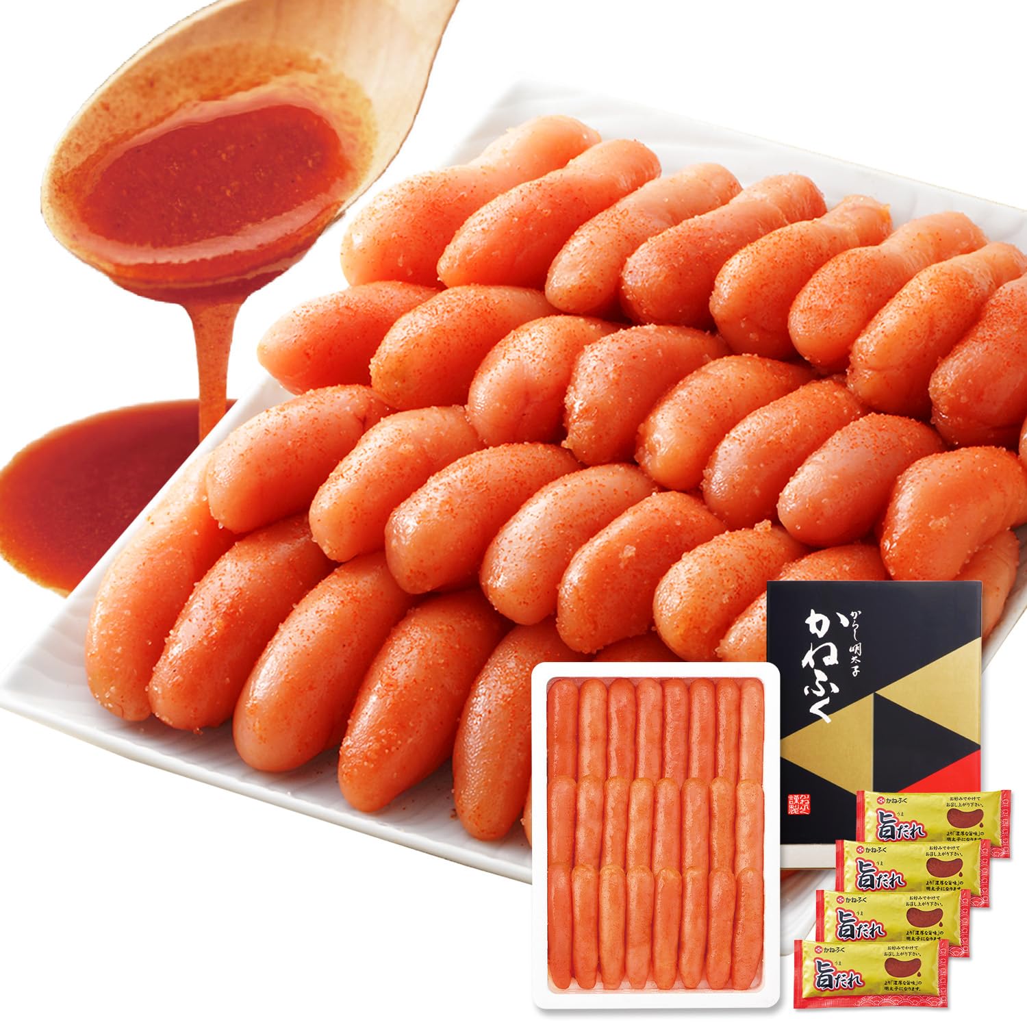 かねふく 明太子  無着色 辛子明太子 旨だれ付き｜ 一本物 明太 ギフト 贈答品 贈り物 中元 歳暮