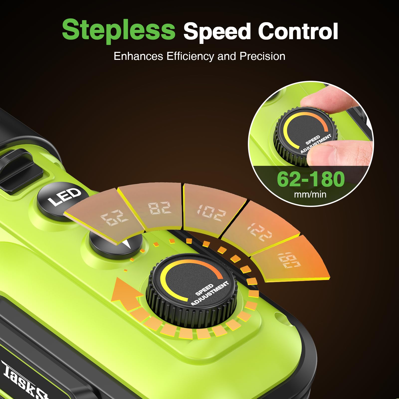 Taskstar Pistola de calafateo eléctrica compatible con Makita-20V, pistola de calafateo inalámbrica con 2 baterías de 2,0 Ah, luz LED, velocidad variable, pistola selladora de batería de 10 a 10,1