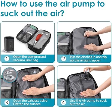 travel inspira Backpack for Travel, 60L Expandable Vacuum Backpack with Electric Vacuum Pump, Water-Resistant & TSA Anti-Theft for Airplane Vacuum Seal Compression Air-Seal Bag for Travel