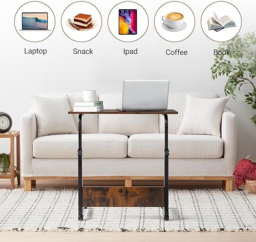 Miniatura 56 de Karl home Mesa móvil pequeña de 23.6 pulgadas, escritorio para computadora con ruedas, altura ajustable, carrito de computadora portátil, mesa Negro