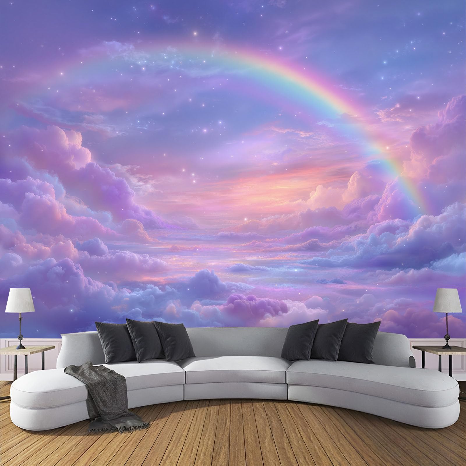 Papier peint panoramique nuages pour chambre d'enfants magique 300x210cm