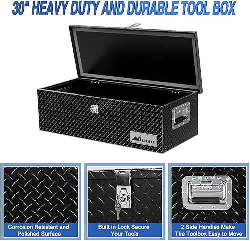 Miniatura 2 de Nilight Caja de herramientas para camión de 30 pulgadas, de aluminio resistente, placa de diamante, cajas de herramientas de 30 x 13 x 9.6 pulgadas,