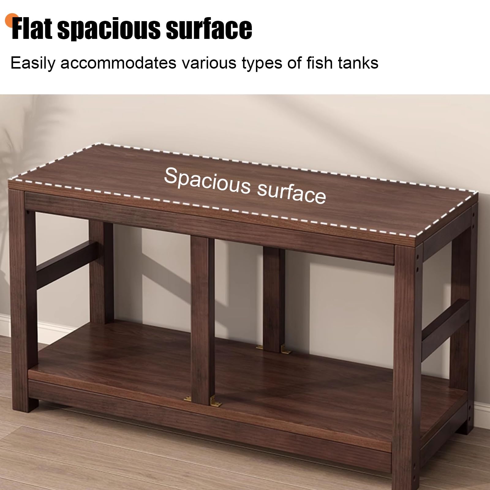 Mobile per Acquario, Acquario con Mobile, Supporto per Acquario | Legno Massello, 2 Ripiani Piani, Montaggio Semplice, Portata di 600 kg(100x40x70cm/39x16x28in)