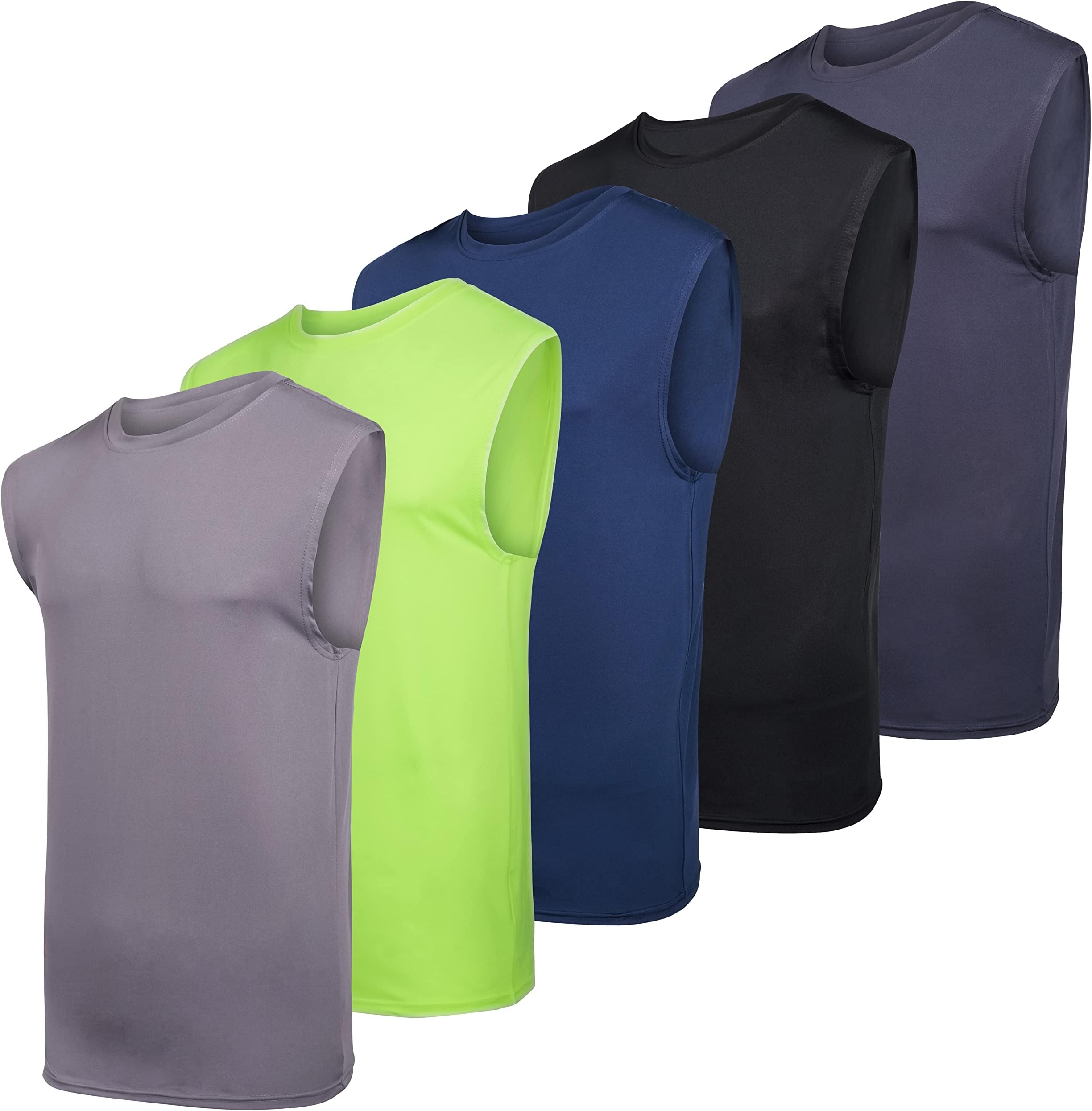 Real Essentials3 & 5 Pack: Men's Dry-Fit Active Muscle Tank Top - Standard and Big & Tall Sizes (S-5XLT)