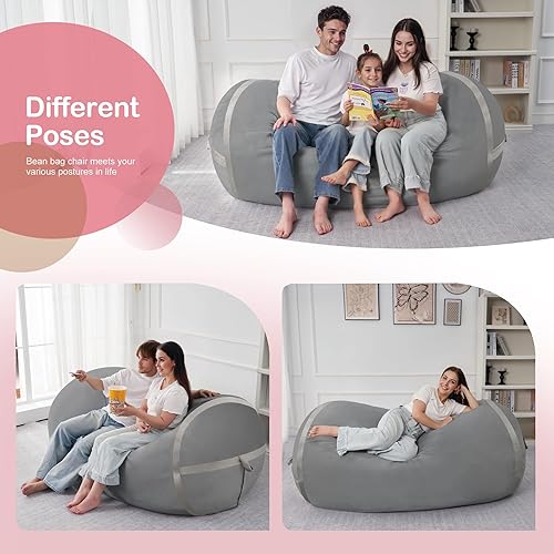 Miniatura 338 de HABUTWAY Puf gigante de 2 pies para adultos, con relleno de espuma viscoelástica, puf grande con funda de terciopelo holandés extraíble para sala de