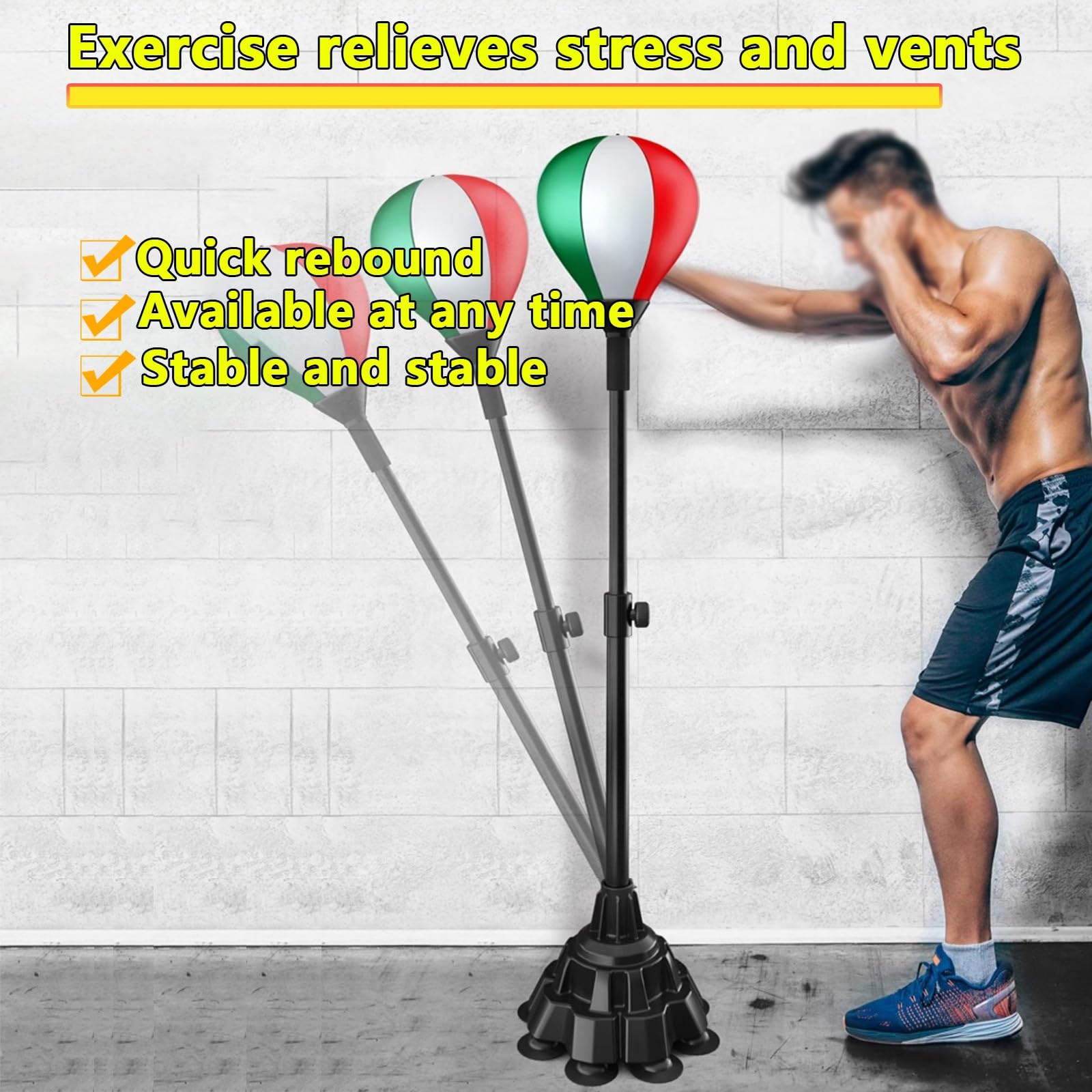 Punching Ball con Guantini per Adulti e Bambini, Sacco da Boxe con Altezza Regolabile 120-160cm, Upgraded Palla di Pugilato da Terra con Base Stabile Perfetto per il fitness e l'allenamento(Blu