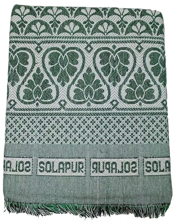 V.Idap Solapur Cotton Blanket (5 X 7.5 ft, Bottom Green)-image-31