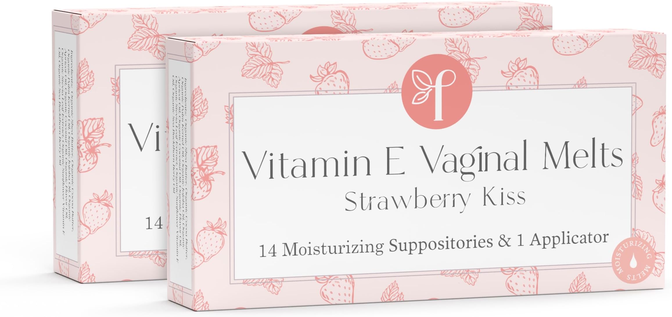 Femallay Organic Vaginal Melts – Strawberry 2 Pack – Moisturizes and Refreshes – 14 Count + Applicator
