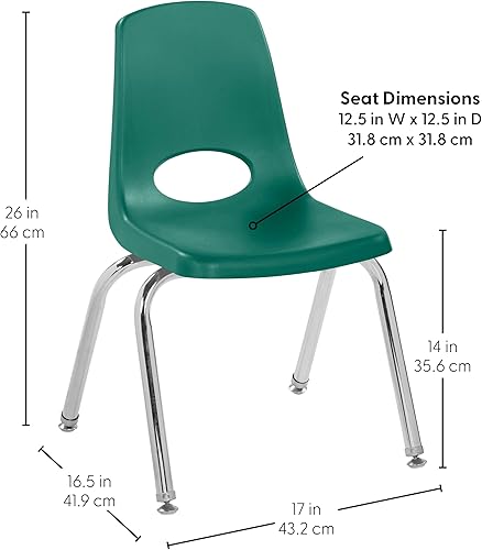 Miniatura 375 de Factory Direct Partners 10355-BL Silla escolar apilable de 10 pulgadas, asiento apilable para estudiantes con patas de acero cromado y rodamientos
