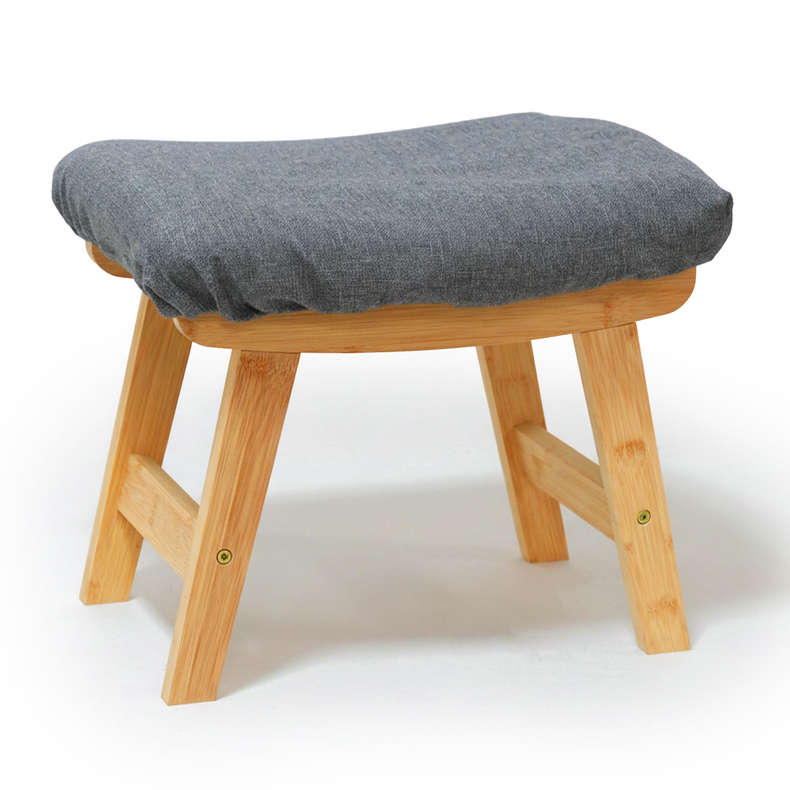Relaxdays Fußhocker aus Bambus, gepolsterte Fußablage, HxBxT: 32x40x29 cm, Flur, Wohnzimmer, Beistellhocker, Natur/grau