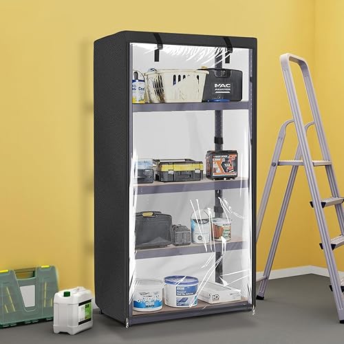 Miniatura 7 de SoloToo Cubierta para estantería de pie, resistente al agua, cubierta de estante de exhibición de baño con panel frontal transparente, se adapta a