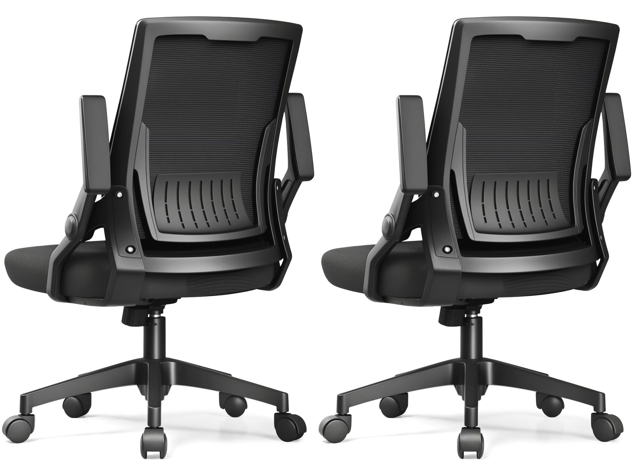 GTPLAYER Ergonomic Office Chair with Flip-up Armrests Executive Computer Chair for Home Office, Breathable Mesh & Comfy Lumbar Support, Pack of 2, Black
