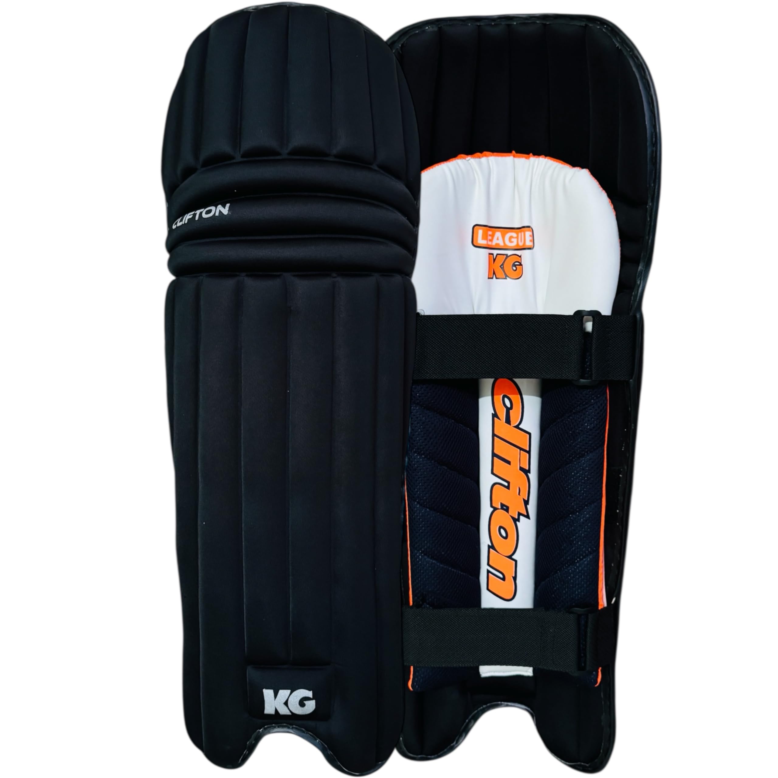 KG League Cricket Batting LEGGUARD (Moulded, Light Weight) (Black, Mens)-image-5