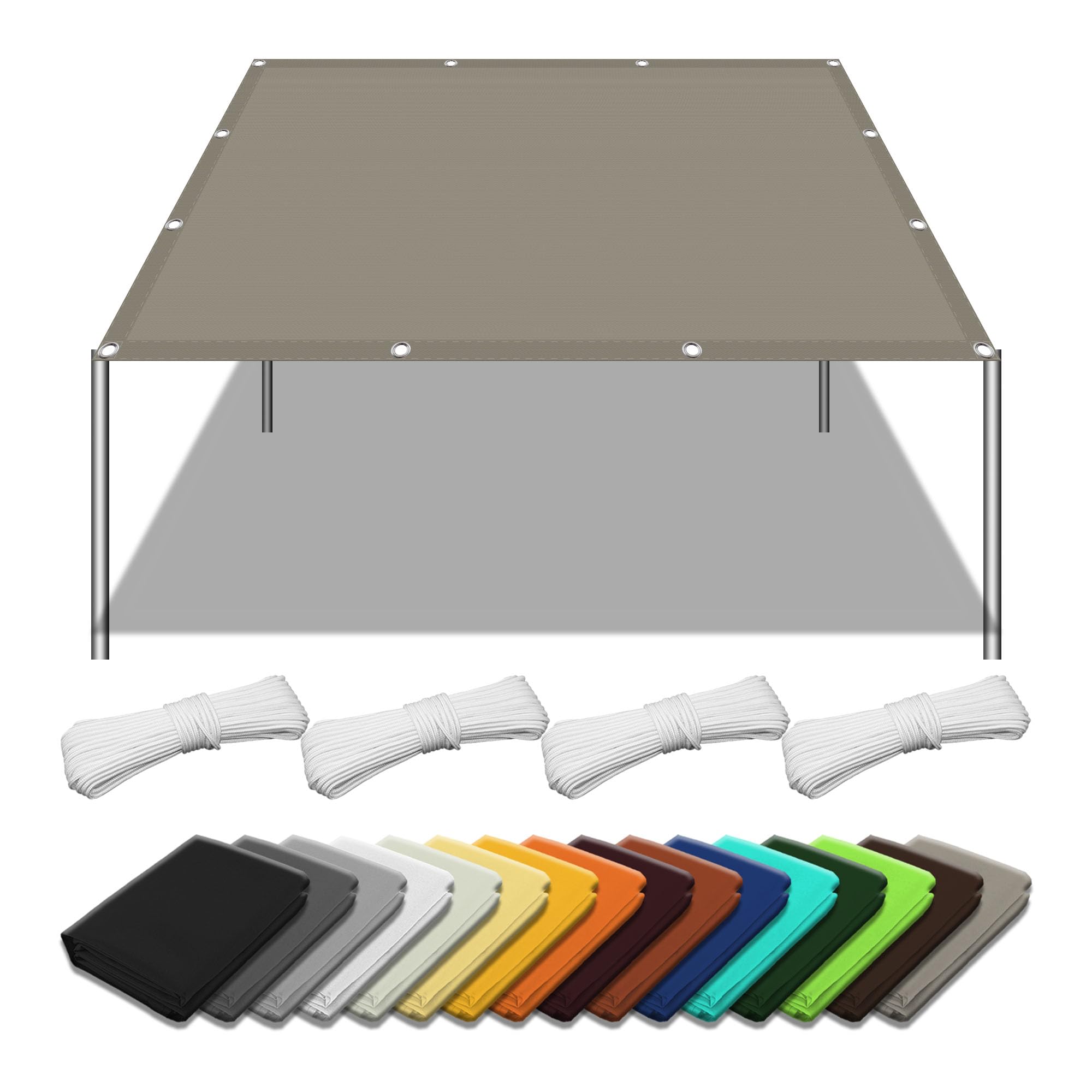 Voile d'ombrage anti-UV et imperméable, pare-soleil taupe 2.4 x 4 m avec cordons