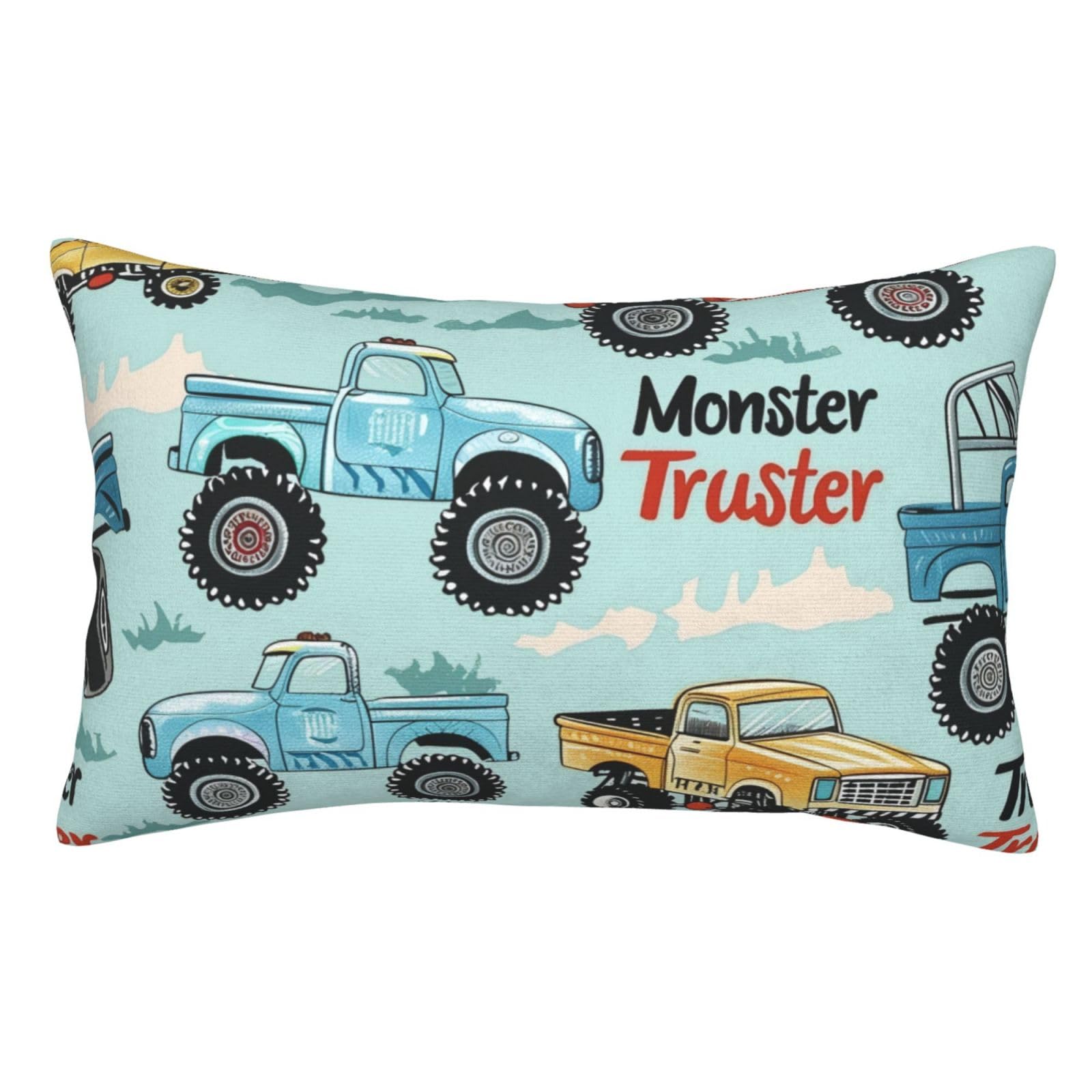 Super Soft and Cozy Long Pillowcase for All Seasons Cartoon Truck Luxury Fuzzy Flannel Pillow Cases with Zipper