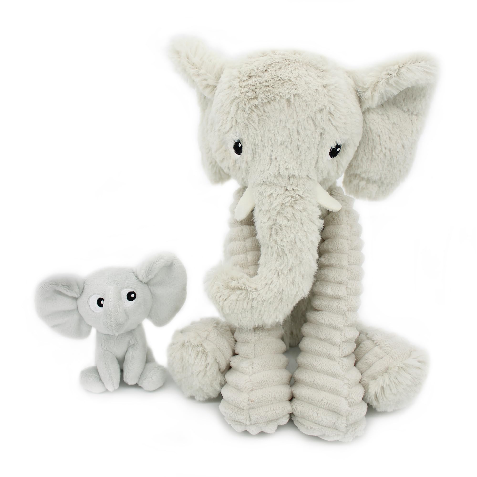 LES DÉGLINGOS Les Ptipotos by Plüschtier für Maman Bebe – sehr weich – Geschenk zur Geburt Geburtstag Weihnachten – DIMOITOU DER Elephant Mama & Baby – 24 cm – Hellgrau