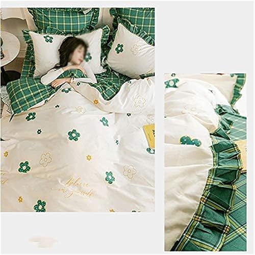 Miniatura 4 de Edredones 100% algodón con estampado de flores pastorales de 4 piezas, juegos de ropa de cama tamaño King, juego de funda de edredón individual,