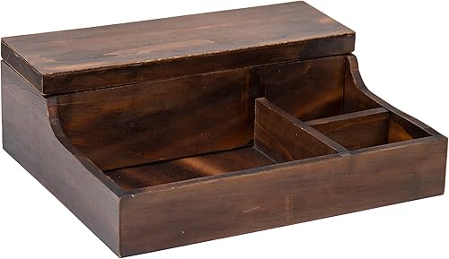 Miniatura 4 de Mind Reader Bali Collection, bandeja de valet de 7 compartimentos con tapa con bisagras para teléfono celular, relojes, joyas y accesorios, 10