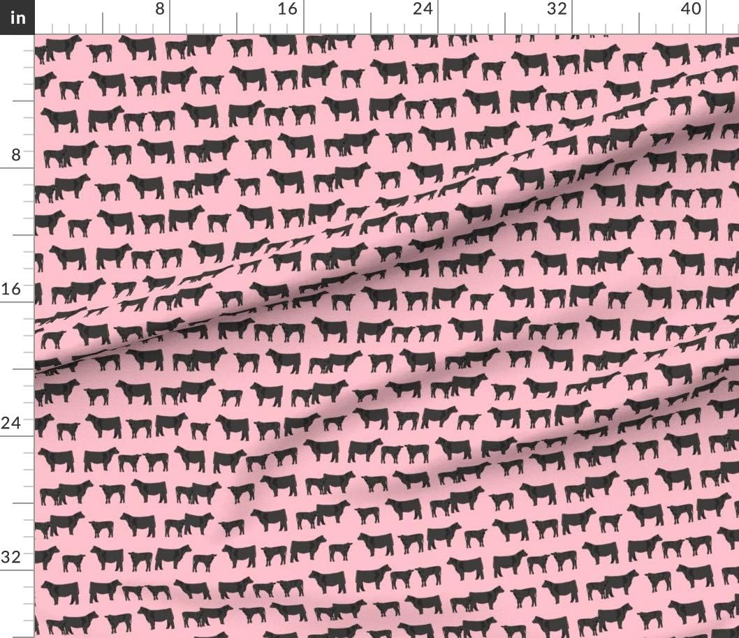 Spoonflower Fabric - Black Cattle Cow Pink Calf Cows Farm Animals Nursery Pet Portrait Printed on Petal Signature Cotton Fabric by The Yard - Sewing Quilting Apparel Crafts Decor
