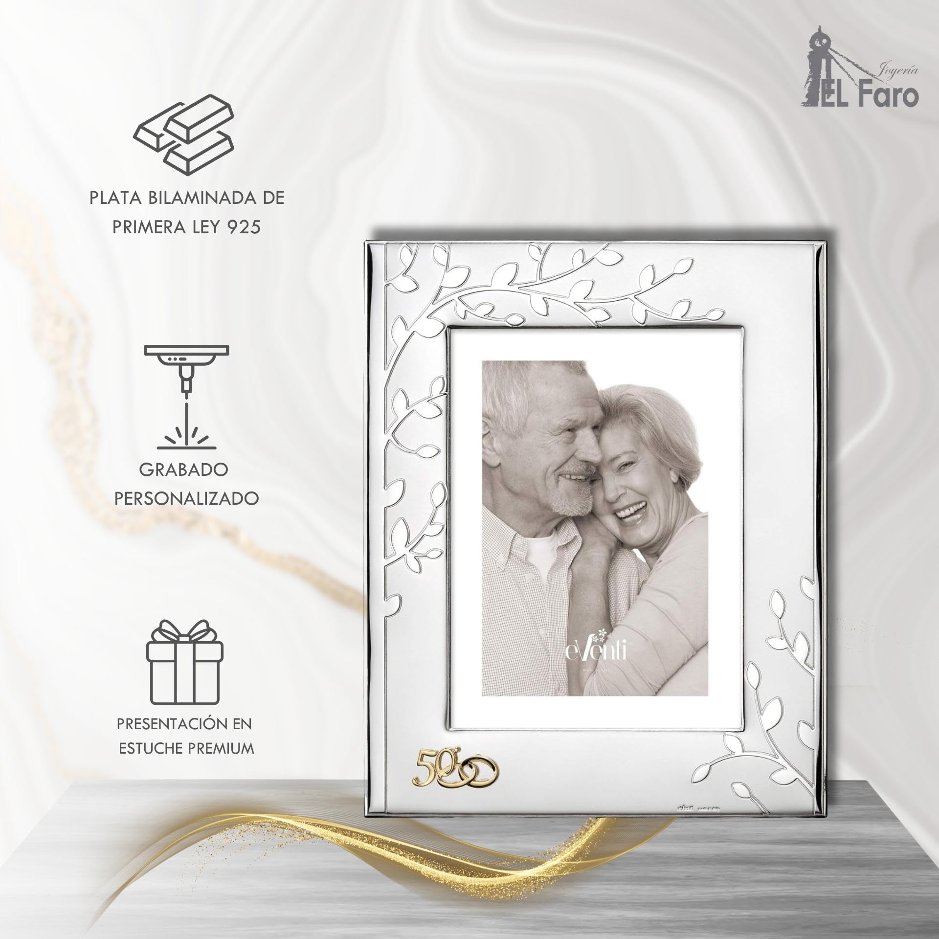 El Faro Marco fotos personalizado (2, Plata, 13x18)