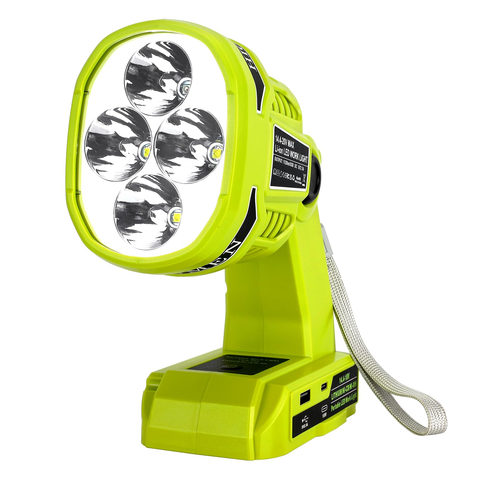 1120lm Led Flashlight Spotlight For Ryobi 18v Lithium Battery 22w